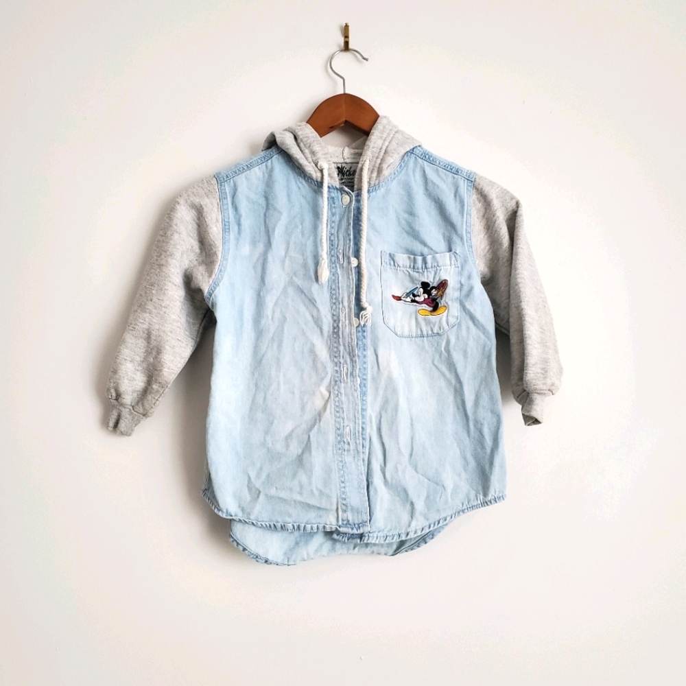 VINTAGE Mickey Jerry Leigh Chambray Jersey Hoodie